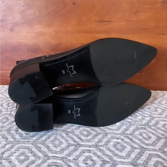 MARC FISHER Black Leather Yami Chelsea Studded Ankle Booties Size 8 - Picture 12 of 14